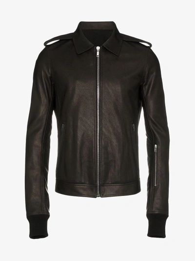 Shop Rick Owens Rotterdam Leather Jacket In Black