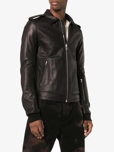 Shop Rick Owens Rotterdam Leather Jacket In Black