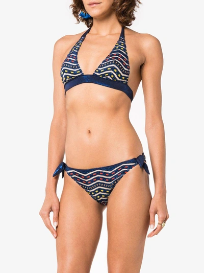 Shop Missoni Mare Halterneck Zigzag Lurex Bikini In Blue