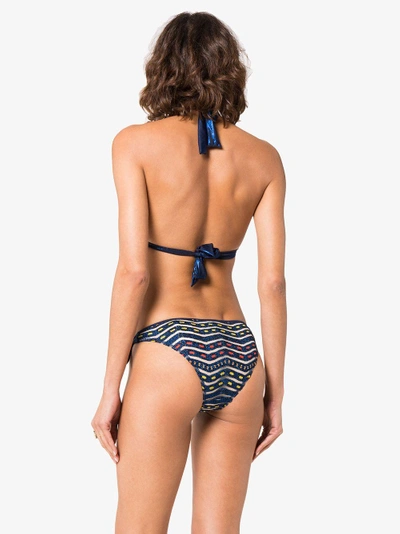 Shop Missoni Mare Halterneck Zigzag Lurex Bikini In Blue