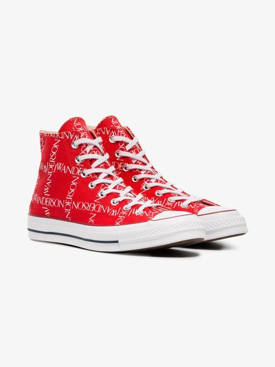 Shop Converse X Jw Anderson Red Logo Print Sneakers