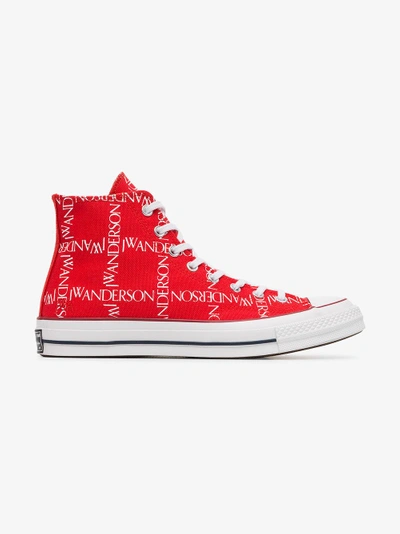 Shop Converse X Jw Anderson Red Logo Print Sneakers