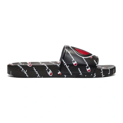 Champion Men's Ipo Repeat Slide Sandals From Finish Line In Black/red/white  | ModeSens