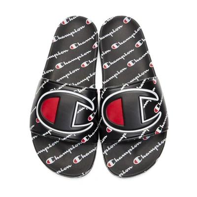 Champion Men's Ipo Repeat Slide Sandals From Finish Line In Black/red/white  | ModeSens