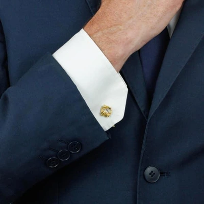 Lee Renee Black Diamond Rose Halo Cufflinks Gold
