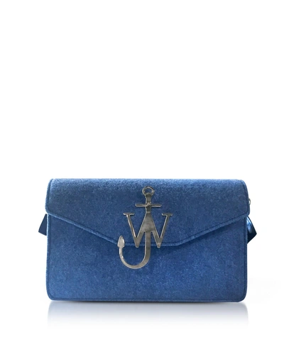 Shop Jw Anderson Felt Logo Purse In Royal Blue