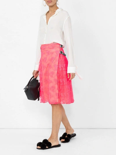 Shop Christopher Kane Neon Pink Lace Kilt