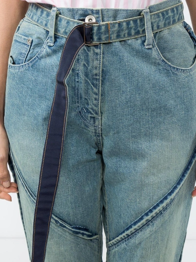 Shop Sacai Buckle Cropped Jeans