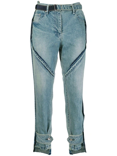 Shop Sacai Buckle Cropped Jeans