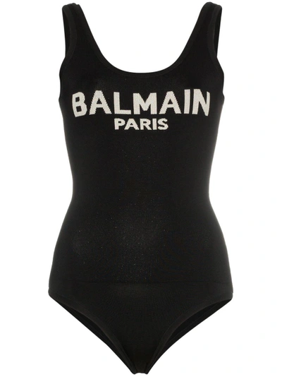 Shop Balmain Logo Intarsia Bodysuit