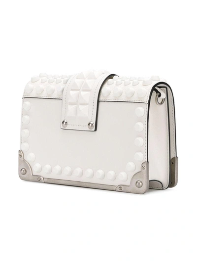 Shop Prada Studded Small Cahier Bag In White