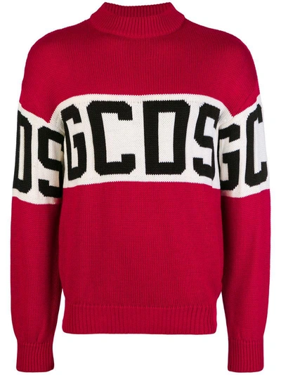 Shop Gcds Logo Knit Sweater In Red
