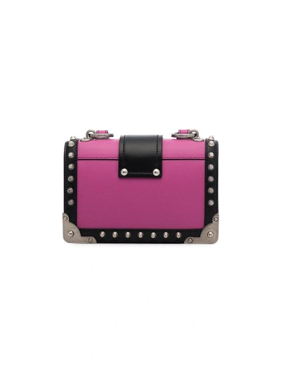 Shop Prada Pink And Black Cahier Leather Shoulder Bag