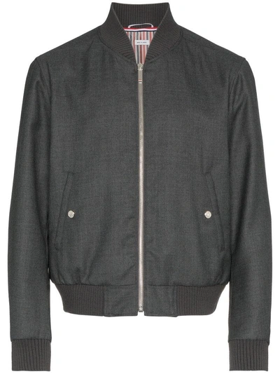 Shop Thom Browne Engineered Wool Bomber Jacket - Grey