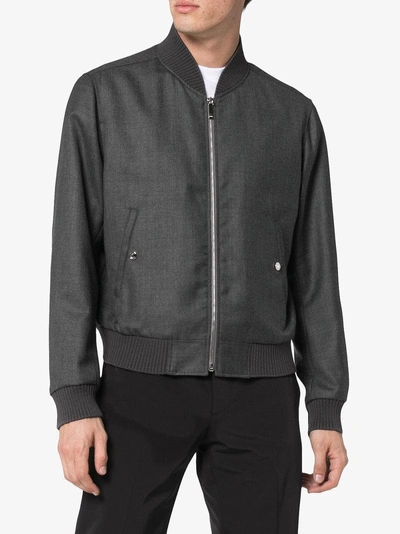 Shop Thom Browne Engineered Wool Bomber Jacket - Grey