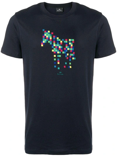 Shop Paul Smith Pixel Zebra Print T In Blue