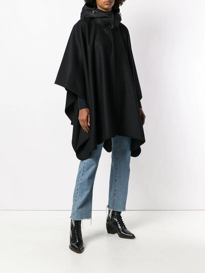 Shop Moncler Hooded Cape - Black
