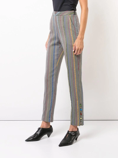 彩虹条纹修身长裤