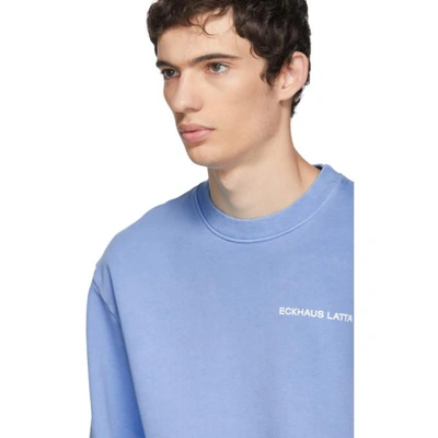Shop Eckhaus Latta Blue Logo Crewneck Sweatshirt In Sky