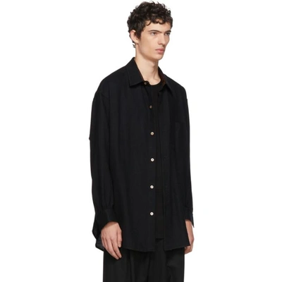 Shop Sulvam Black Wool Shirt