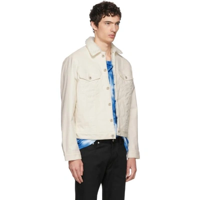 Shop Naked And Famous Denim White Corduroy Sherpa Jacket In Ivory