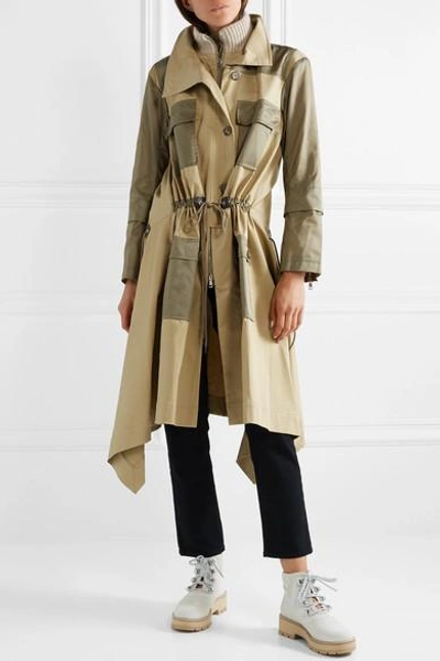 Shop Chloé Gabardine And Wool-blend Trimmed Twill Trench Coat In Army Green