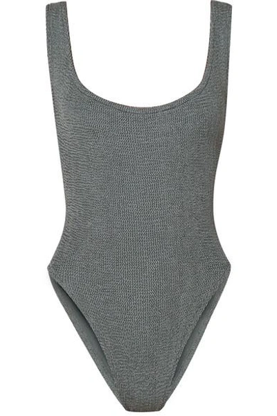 Shop Hunza G Seersucker Swimsuit In Gray