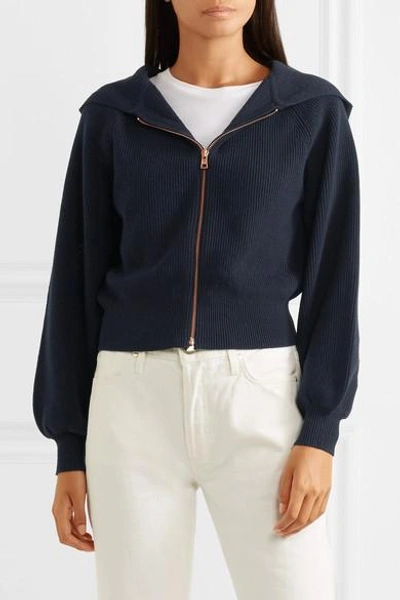 Shop See By Chloé Crochet Knit-paneled Ribbed Wool And Cotton-blend Hoodie