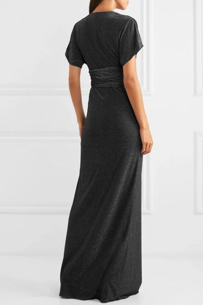 Shop Halston Heritage Metallic Lurex Gown In Black