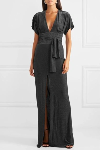 Shop Halston Heritage Metallic Lurex Gown In Black