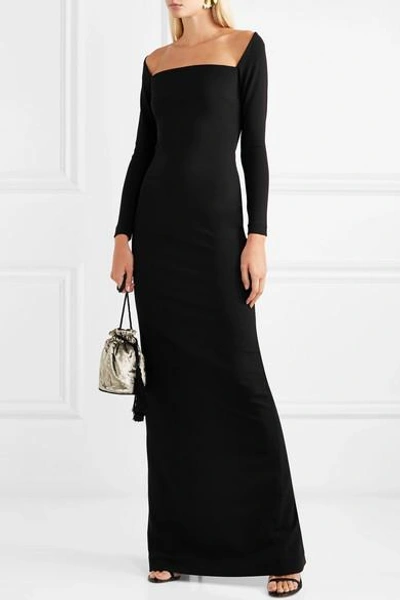 Shop Solace London The Lolita Stretch-knit Gown In Black