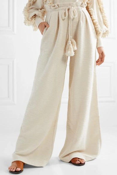 Shop Ulla Johnson Ayana Cotton-terry Wide-leg Pants In Ivory