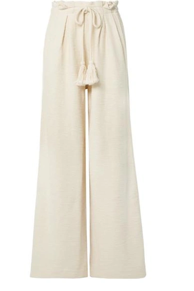 Shop Ulla Johnson Ayana Cotton-terry Wide-leg Pants In Ivory