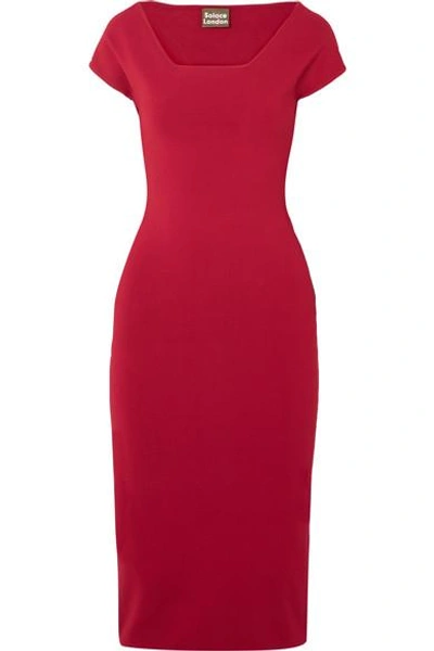 Shop Solace London The Ceirra Stretch-knit Midi Dress In Red