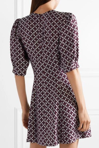 Shop Alexa Chung Floral-jacquard Mini Dress In Dark Purple