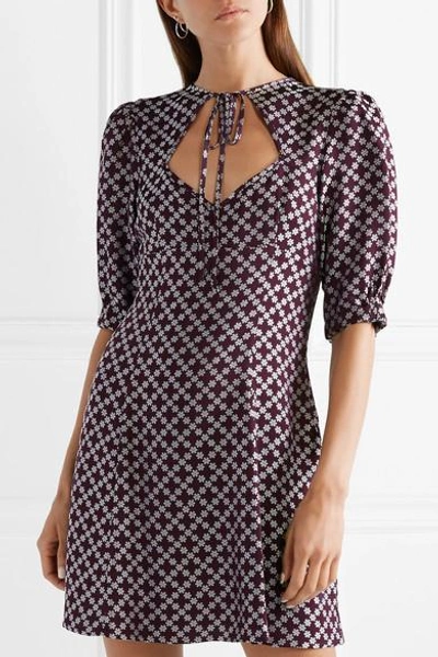 Shop Alexa Chung Floral-jacquard Mini Dress In Dark Purple