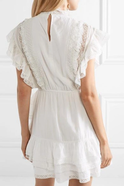 Shop Ulla Johnson Holly Ruffled Lace-trimmed Cotton-voile Mini Dress In White