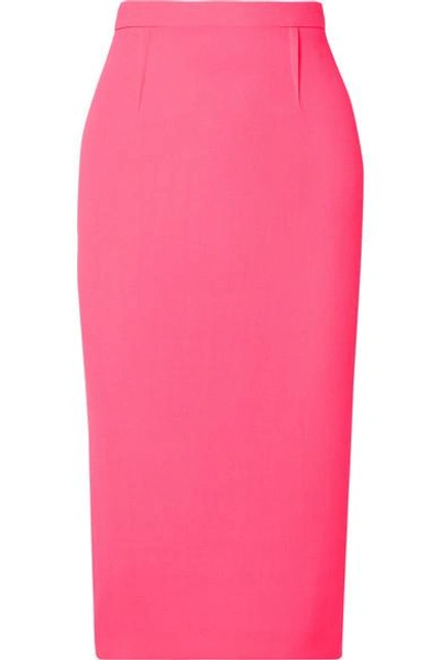 Shop Roland Mouret Arreton Wool-crepe Pencil Skirt In Pink