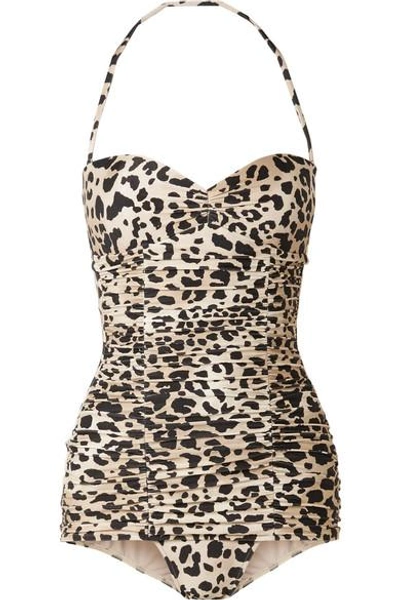 Shop Adriana Degreas + Charlotte Olympia Leopard-print Swimsuit In Leopard Print