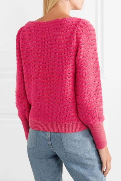Shop M.i.h. Jeans Celia Pointelle-knit Mohair-blend Sweater In Pink