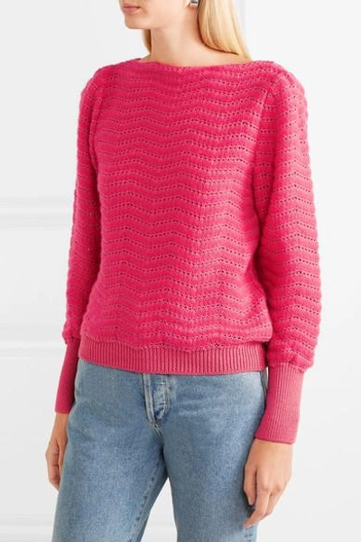 Shop M.i.h. Jeans Celia Pointelle-knit Mohair-blend Sweater In Pink