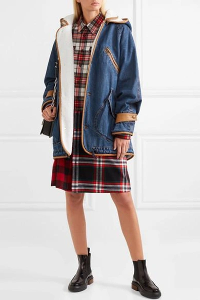 Shop Mcq By Alexander Mcqueen Denim And Faux-shearling Jacket In Mid Denim