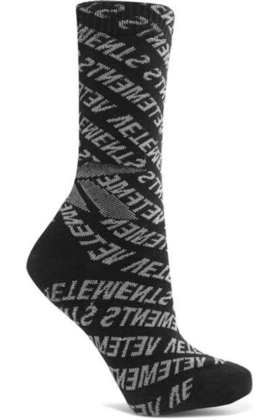 Shop Vetements Intarsia Socks In Black