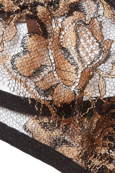 Shop Coco De Mer Ametrine Cutout Silk-blend Satin And Metallic Lace Thong In Black