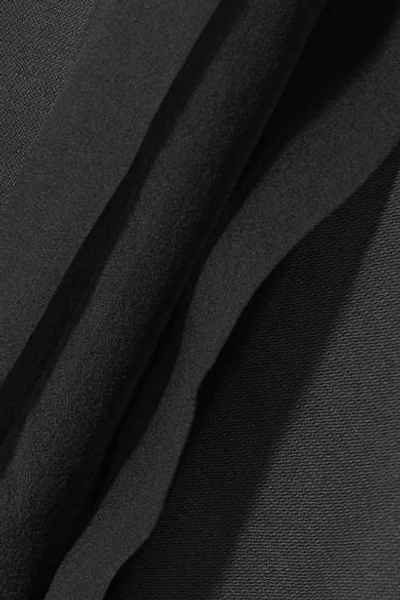 Shop Antonio Berardi Niko Silk Georgette-trimmed Wool Wide-leg Pants In Black
