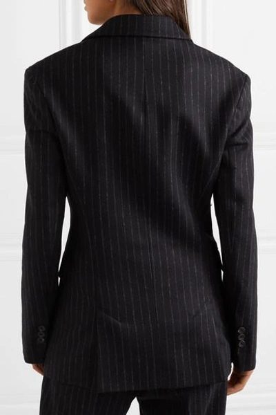 Shop Hillier Bartley Double-breasted Pinstriped Wool-felt Blazer In Black