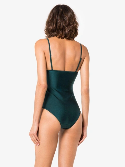 Shop Zimmermann Melody Bullet Cutout Swimsuit In Green