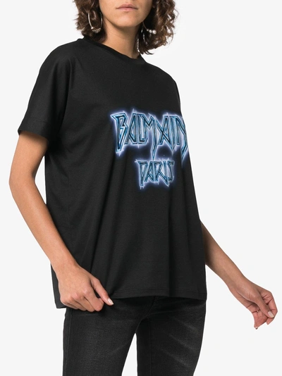 Shop Balmain Paris Logo T-shirt In Black