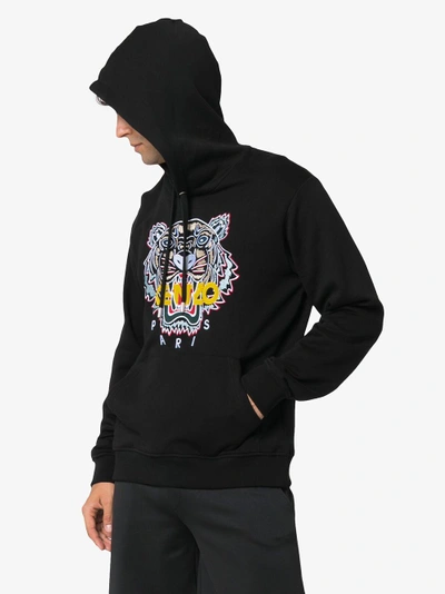 Shop Kenzo Logo Print Hooded Sweatshirt In Pink&purple