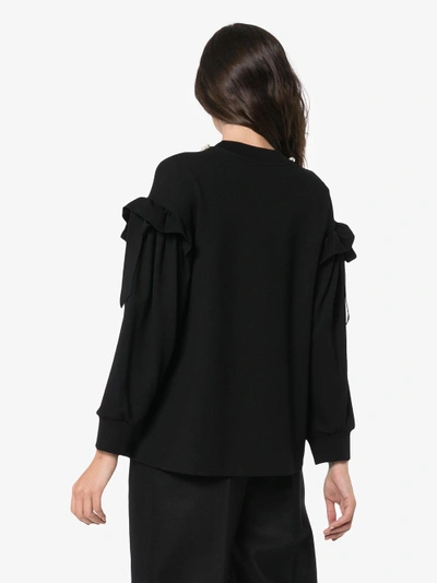 Shop Simone Rocha Pearl Embellished Collar Top In Black